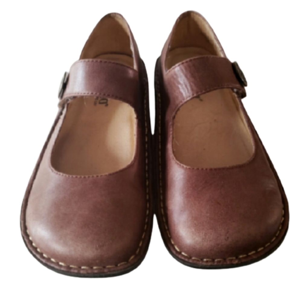 Brown Leather Alegria Mary Janes.